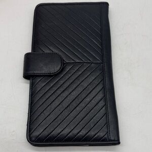 Large Black Quilted Travel Passport Wallet